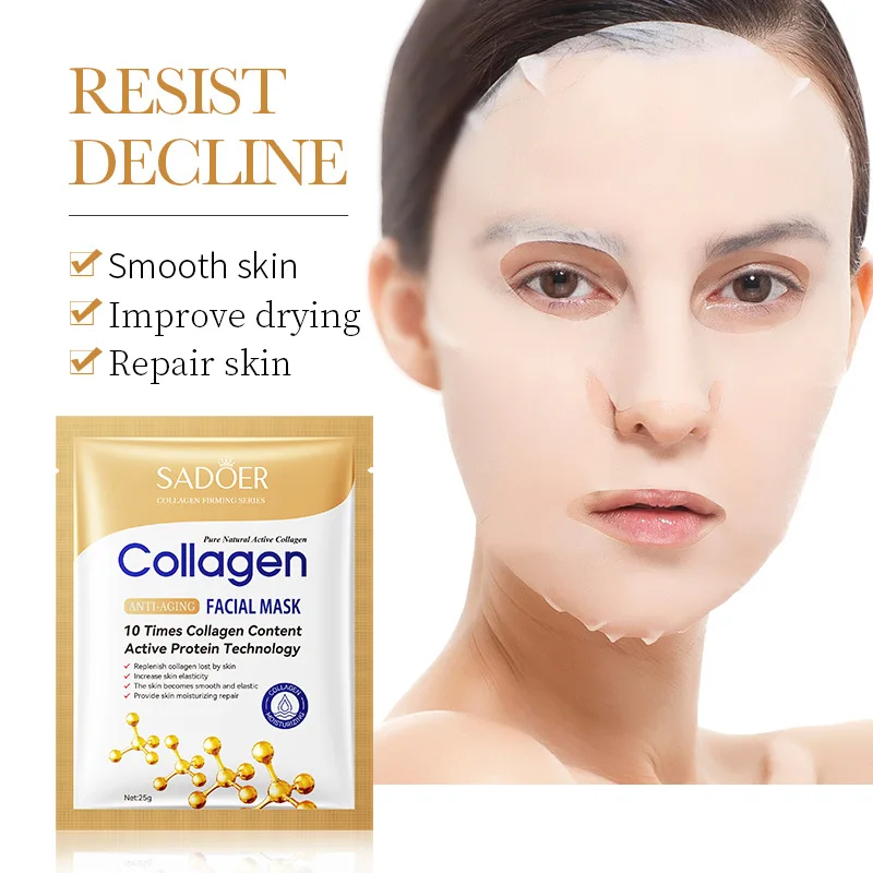 Sheet Mask Collagen - 50/30/20/10 Stück SADOER Kollagen-Gesichtsmaske, straffend, feuchtigkeitsspendend,