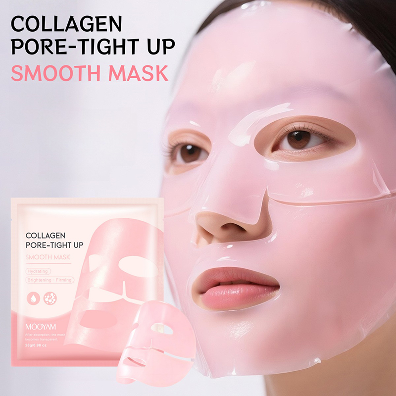 Sheet Mask Collagen - Rosa Kollagen-Maske Tiefenreinigung Porenverfeinerung Hydratisierung Feuchtigkeitsspendende