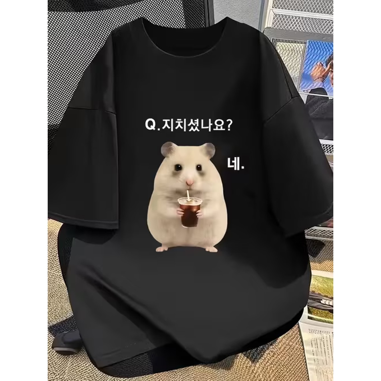 Korean Lifestyle - T-Shirt mit kurzen Ärmeln, koreanisches Hamster-Q-Design