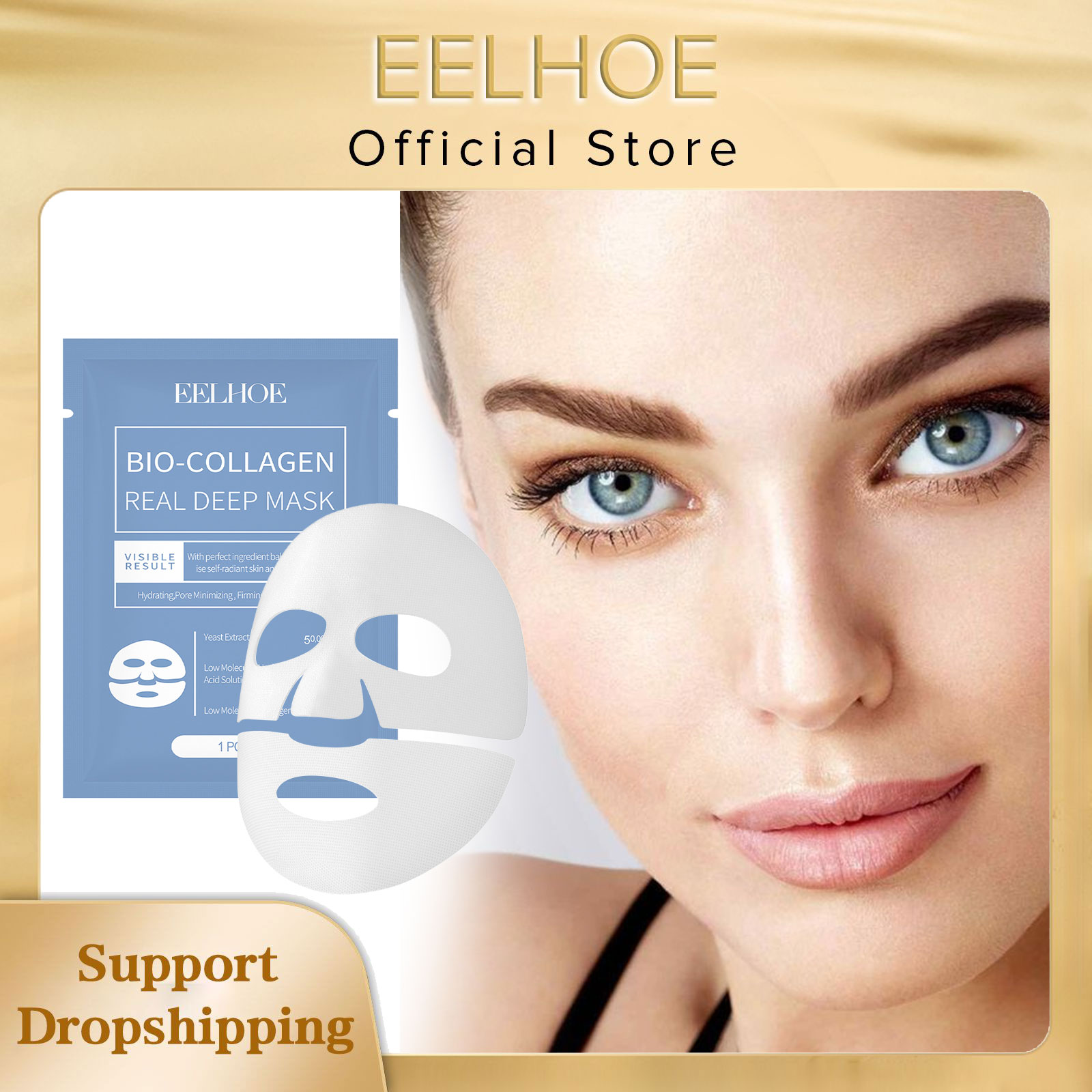 Sheet Mask Collagen - EELHOE Bio-Kollagen-Gesichtsmaske, aufhellende feste Hautbarriere, Reparatur,