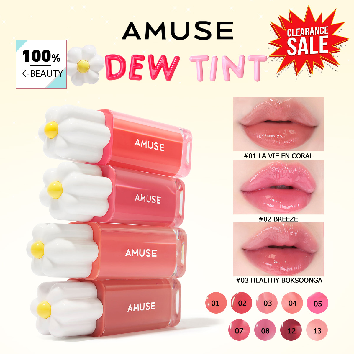 Lip Tint Korean - [Ausverkauf] AMUSE DEW TINT, Feuchte/Wässrige Textur,