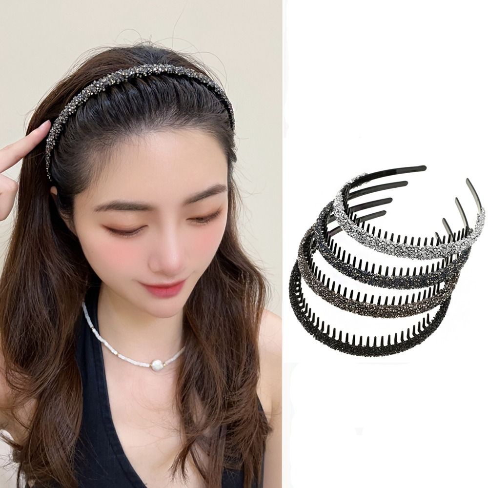 Korean Lifestyle - Kunststoff Strass Stirnband Retro mit Zahn